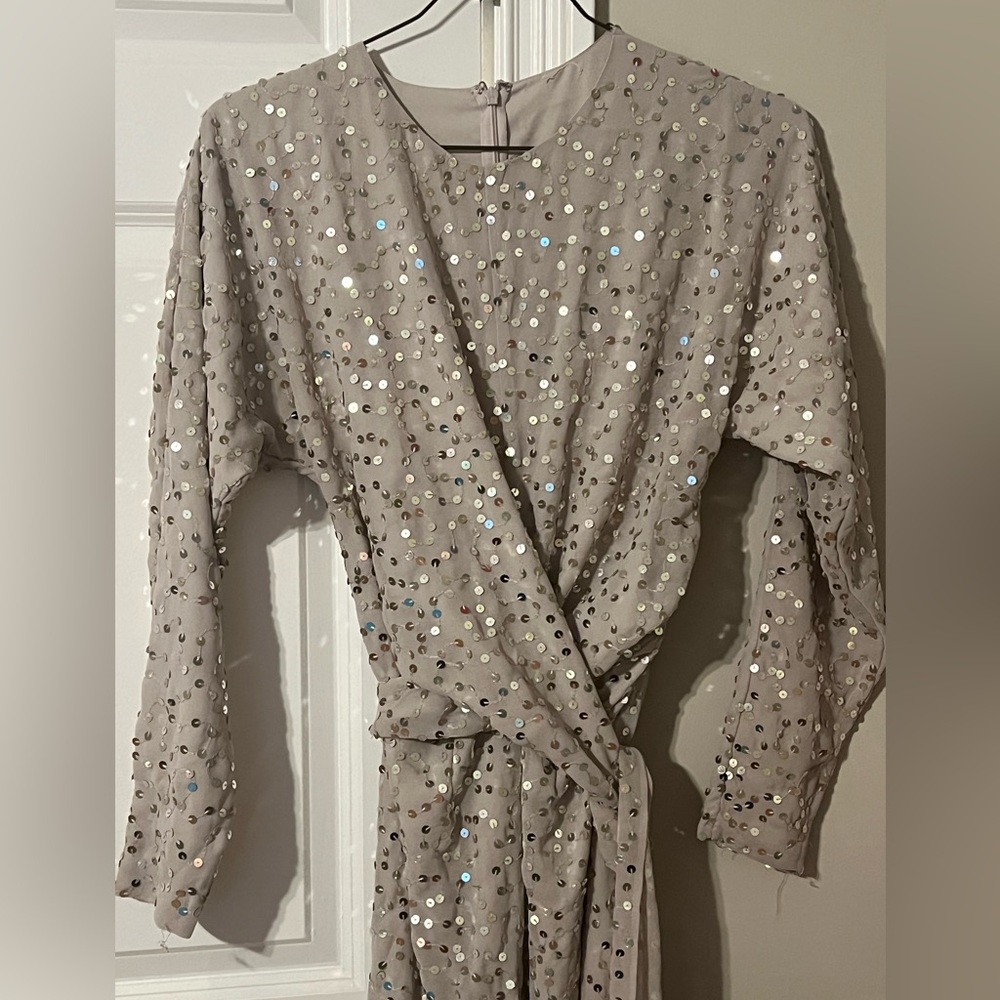 batwing  scatter embellished maxi dress in pale gold